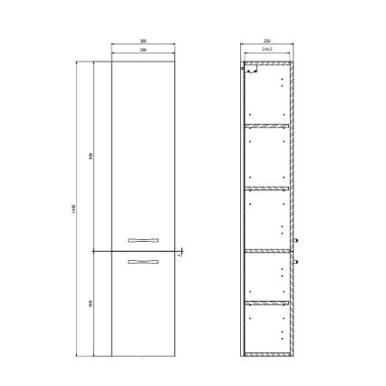 Cersanit S598-043-DSM - NIKO 140x30 cm függesztett fürdőszobai szekrény, magasfényű fehér