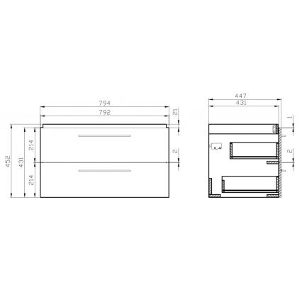 Cersanit S801-149-DSM - LARA 80x45 cm függesztett fürdőszobaszekrény mosdóval, fehér