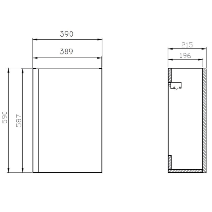 Cersanit S801-218-DSM - Függesztett fürdőszobai szekrény mosdóval MODUO SLIM 40x22 cm fényes fehér