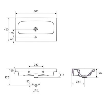 Cersanit S801-221-DSM - MODUO 80x45 cm fali fürdőszobaszekrény mosdóval, fényes fehér