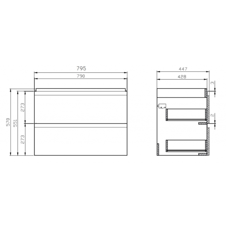 Cersanit S801-221-DSM - MODUO 80x45 cm fali fürdőszobaszekrény mosdóval, fényes fehér