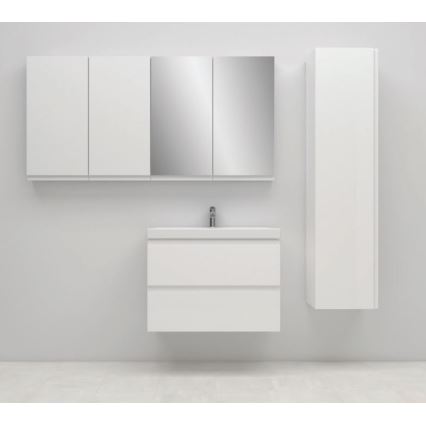 Cersanit S801-225-DSM - Függesztett fürdőszobaszekrény mosdóval MODUO SLIM 80x38 cm fényes fehér