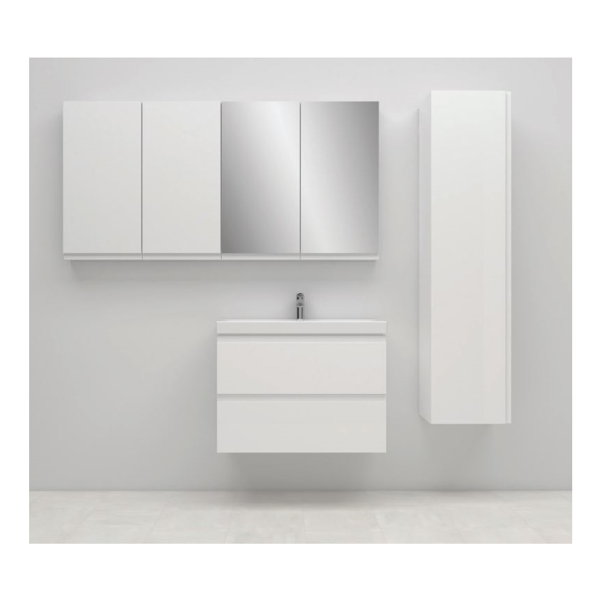 Cersanit S801-225-DSM - Függesztett fürdőszobaszekrény mosdóval MODUO SLIM 80x38 cm fényes fehér