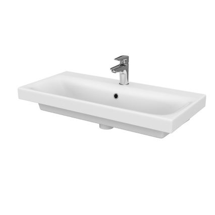 Cersanit S801-225-DSM - Függesztett fürdőszobaszekrény mosdóval MODUO SLIM 80x38 cm fényes fehér