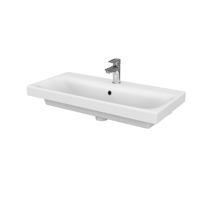 Cersanit S801-225-DSM - Függesztett fürdőszobaszekrény mosdóval MODUO SLIM 80x38 cm fényes fehér
