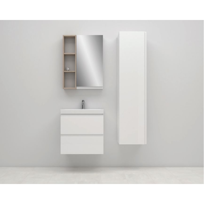 Cersanit S801-227-DSM - Falra szerelhető fürdőszobaszekrény mosdóval MODUO SLIM 60x57x38 cm fényes fehér