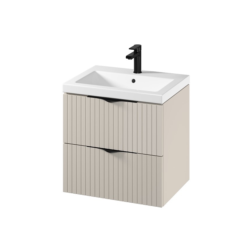 Cersanit S801-541 - Fali fürdőszobai szekrény mosdóval TIRSO 60x60x45 cm bézs