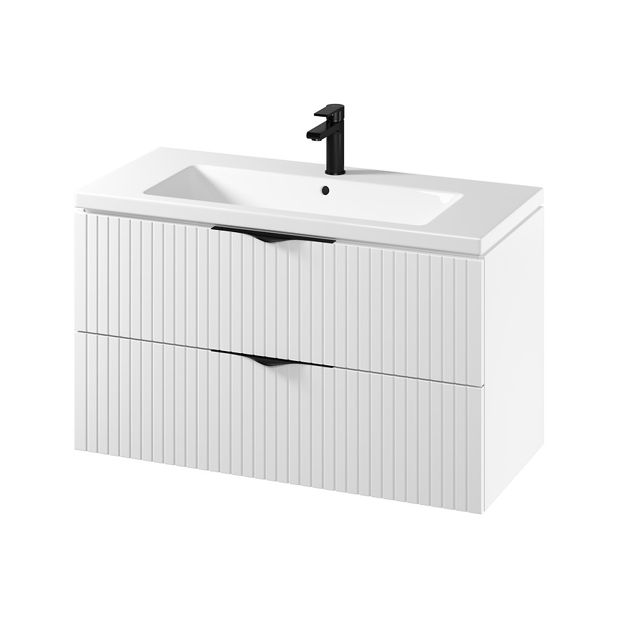Cersanit S801-542 - TIRSO függesztett fürdőszobai szekrény mosdóval 100x45 cm, fehér