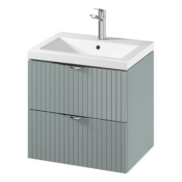 Cersanit S801-544 - Falra szerelhető fürdőszobai szekrény mosdóval TIRSO 60x60x45 cm mentazöld