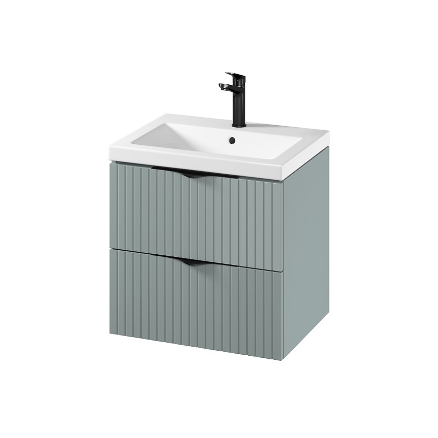 Cersanit S801-544 - Falra szerelhető fürdőszobai szekrény mosdóval TIRSO 60x60x45 cm mentazöld