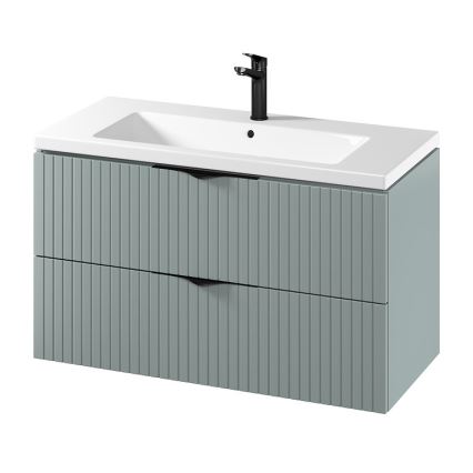 Cersanit S801-546 - Függesztett fürdőszobaszekrény mosdóval TIRSO 100x45 cm mentazöld