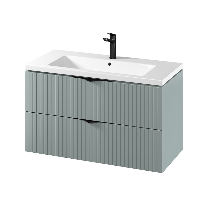 Cersanit S801-546 - Fali fürdőszobai szekrény mosdóval TIRSO 100x60x45 cm menta