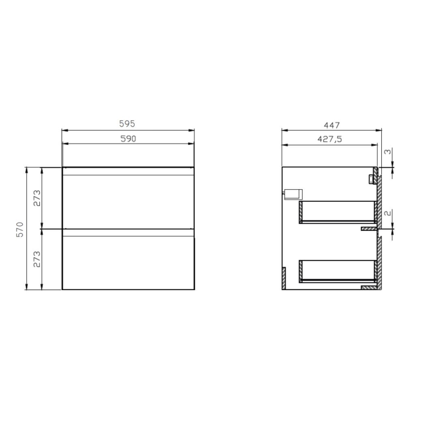 Cersanit S929-010 - MODUO 59,5x44,7 cm falra szerelhető mosdószekrény, fényes fehér