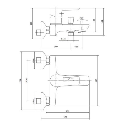 Cersanit S951-008 - Fürdőcsap MILLE fehér/fényezett króm