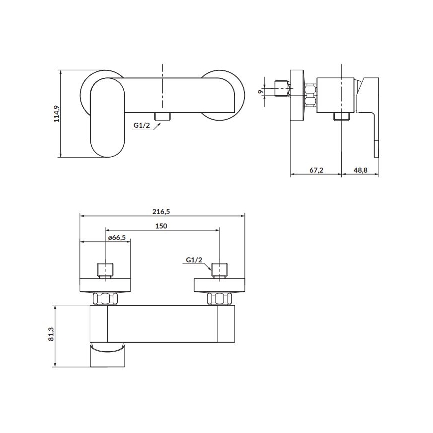 Cersanit S951-321 - Zuhanycsap CREA fekete