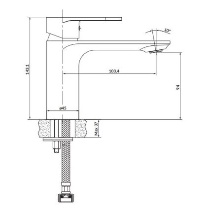 Cersanit S951-328 - Mosdócsap CREA 14,3 cm fényezett króm