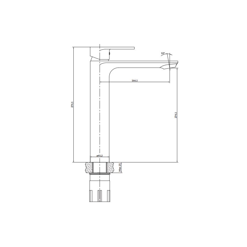 Cersanit S951-332 - Mosdócsap CREA 27,4 cm fekete