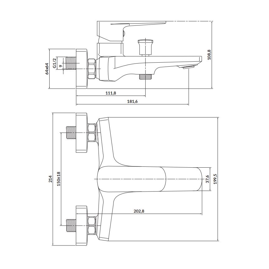 Cersanit S951-376 - LARGA fürdőkád csaptelep fekete