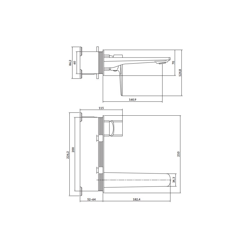 Cersanit S951-386 - Mosdócsap rejtett beépítéshez LARGA fényezett króm