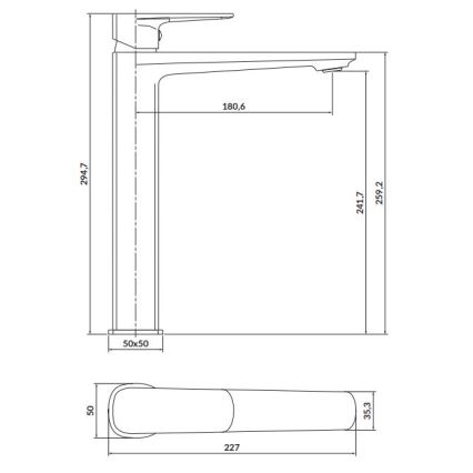 Cersanit S951-391 - Mosdócsap LARGA 29,5 cm fekete