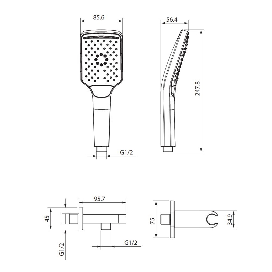 Cersanit S951-512 - Zuhany készlet LARGA fényezett króm