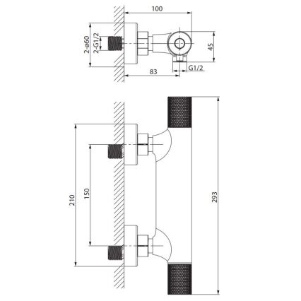 Cersanit S951-582 - Termosztatikus zuhanycsap ZEN fekete