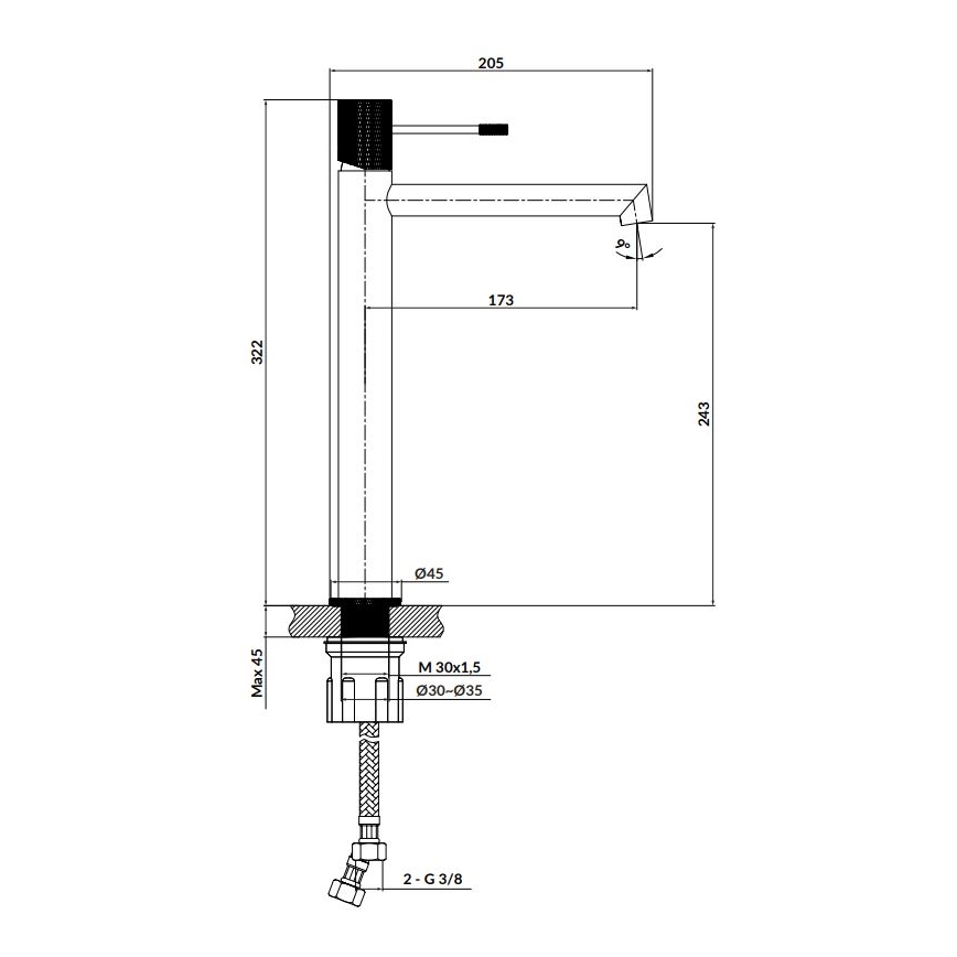 Cersanit S951-592 - Mosdócsap ZEN 32,2 cm fényezett króm