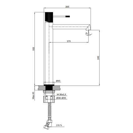 Cersanit S951-596 - Mosdócsap ZEN 32,2 cm fekete