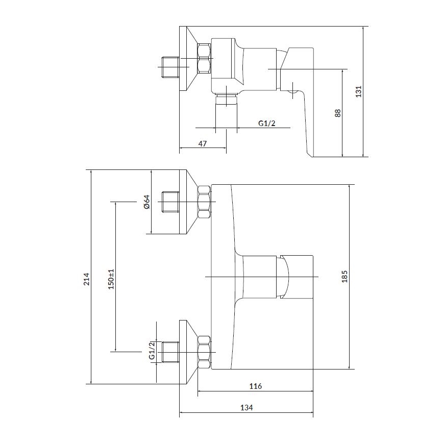 Cersanit S952-004 - Zuhanyszett csapteleppel + MILLE mosdócsaptelep, fényes króm