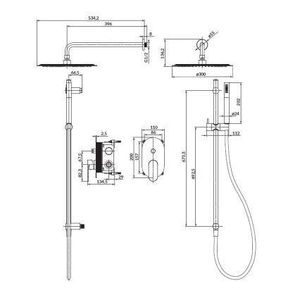 Cersanit S952-009 - CREA beépíthető csapteleppel ellátott zuhanyszett fekete