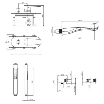 Cersanit S952-036 - Fürdőkád szett rejtett csapteleppel CITY fényes króm