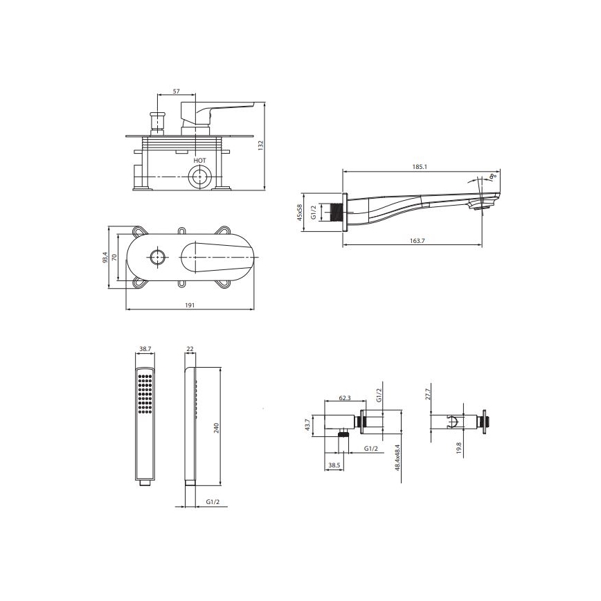 Cersanit S952-036 - Fürdőkád szett rejtett csapteleppel CITY fényes króm
