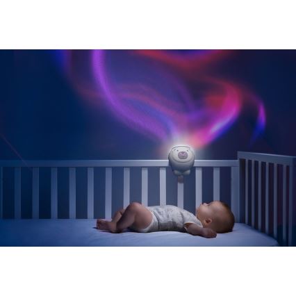 Chicco - Gyerek projektor 2in1 POLAR BEAR 3xAA rózsaszín