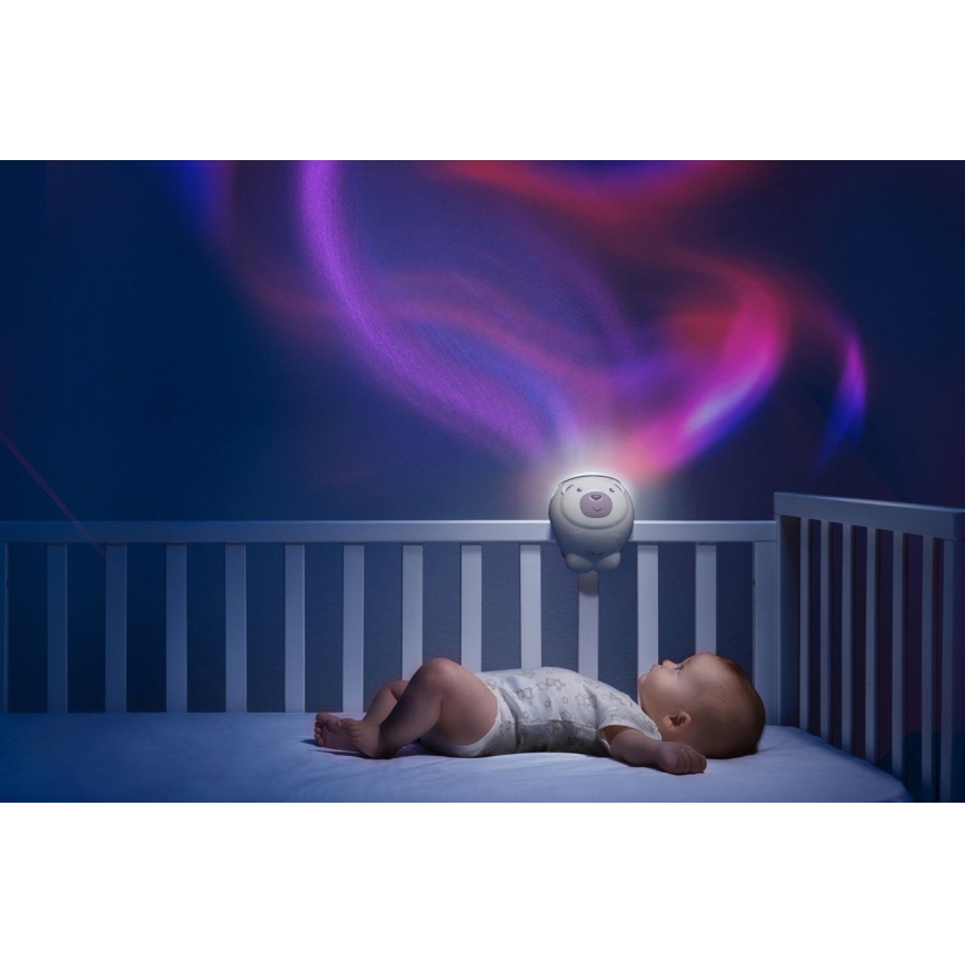 Chicco - Gyerek projektor 2in1 POLAR BEAR 3xAA rózsaszín