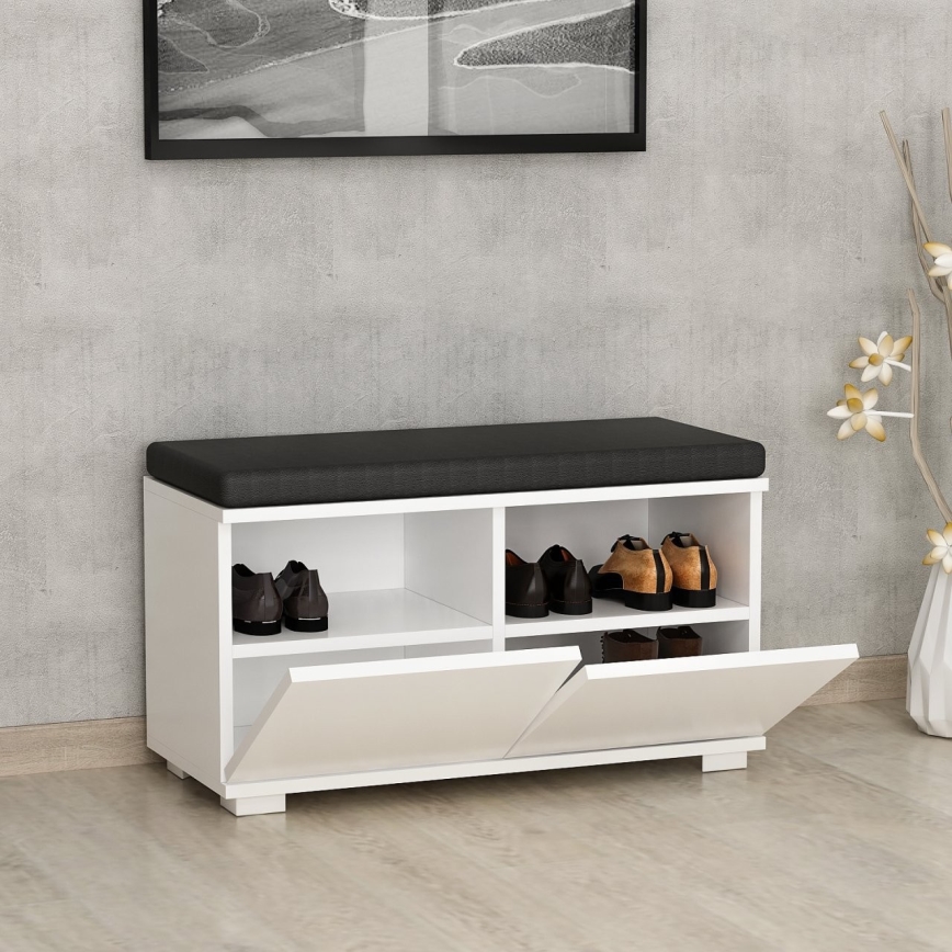 Cipősszekrény DRAGO 42x80 cm fehér/fekete