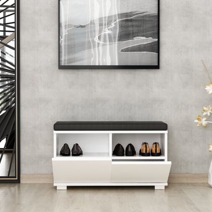 Cipősszekrény DRAGO 42x80 cm fehér/fekete