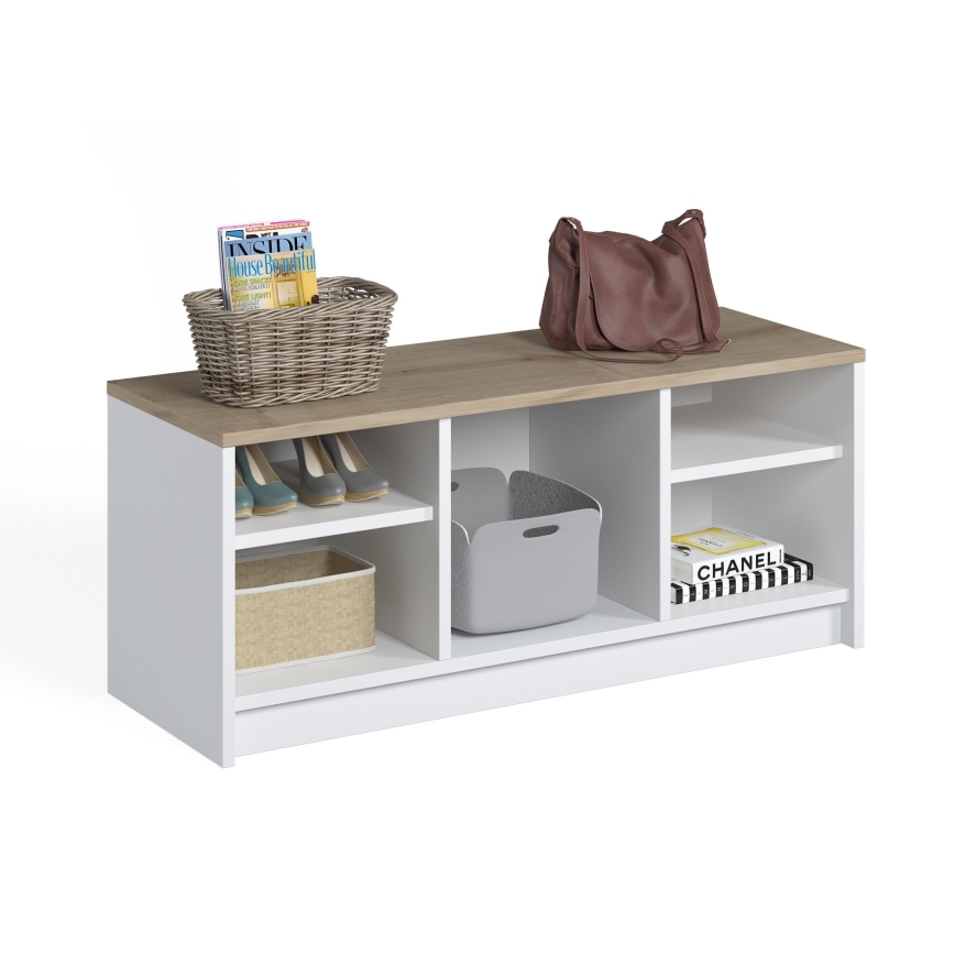 Cipősszekrény LONDON 100x35 cm fehér/bézs