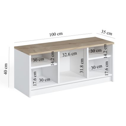 Cipősszekrény LONDON 100x35 cm fehér/bézs