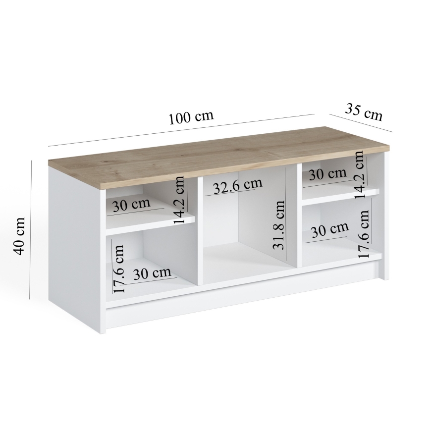 Cipősszekrény LONDON 100x35 cm fehér/bézs