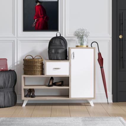 Cipősszekrény RETRO 77x90 cm bézs/fehér