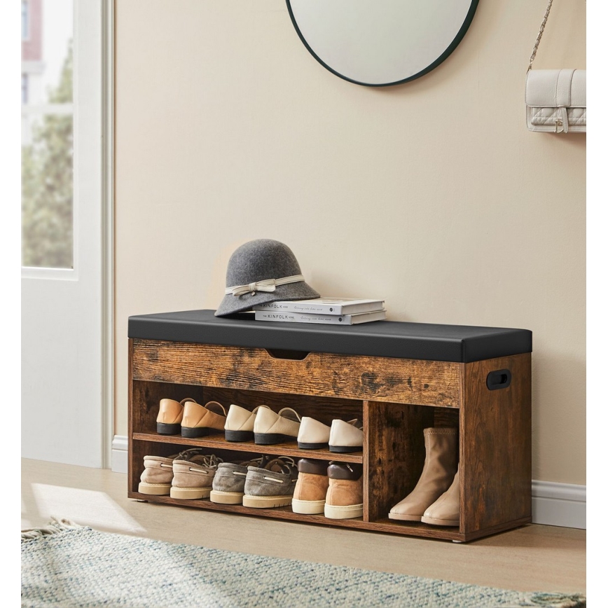 Cipőtároló VOREN barna/fekete