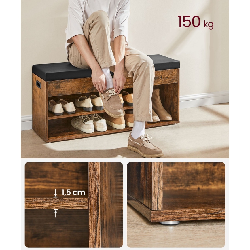 Cipőtároló VOREN barna/fekete