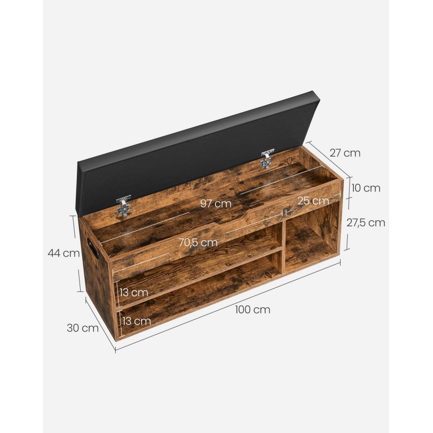 Cipőtároló VOREN barna/fekete
