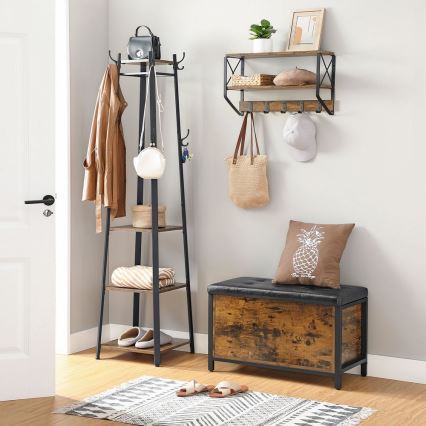 Cipőtároló VOREN barna/fekete