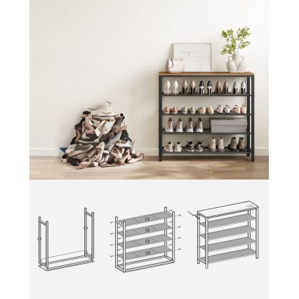 Cipőtartó DAVOR barna/fekete