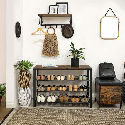Cipőtartó szekrény DAVOR barna/fekete