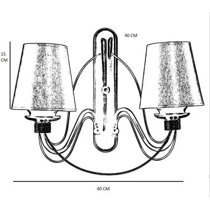 CLASSIC fali lámpa 2xE27/40W/230V bronz/bézs