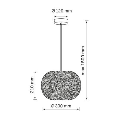CLEA kábellel függesztett csillár, 1x E27 / 20W / 230V, átmérő 30 cm, antracit