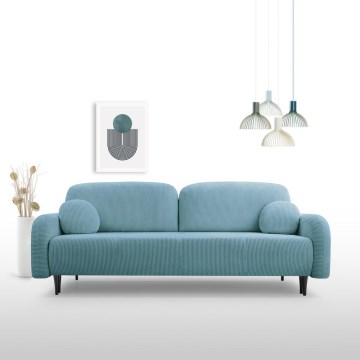 CLOUDY kihúzható kárpitozott háromszemélyes kanapé, türkiz