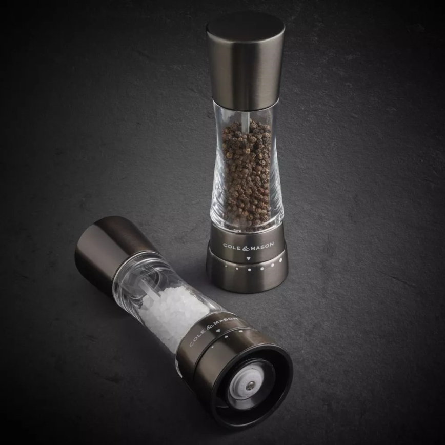 Cole&Mason - DERWENT só- és borsőrlő készlet, 2 db, 19 cm, antracit